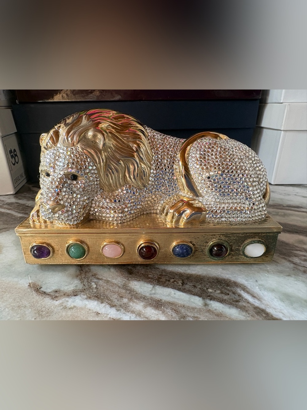 Judith Leiber vintage lion minauderie + accessories